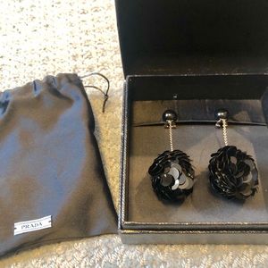 Gorgeous Prada sequin clip on earrings black NIB